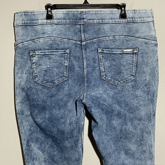 Luxe Women Skinny Jeans Crop Pantacourt Size 2X 20/22 Elastic 4 Way Stretch Blue - Picture 3 of 10